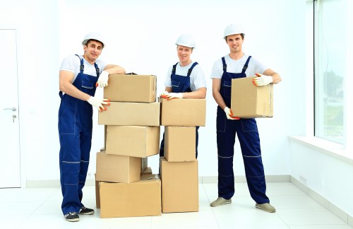 Stacked boxes and furniture ready for removals in Stepney